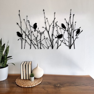 Tree Metal Wall Art, Birds Metal Wall Decor, Birds perched on bushes, Indoor Outdoor Garden Sign, Gift for bird lovers,Home gifts,Wall decor, Spring metal decor, Mom Gift