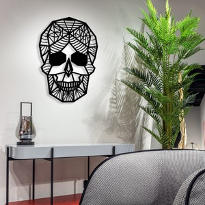 Halloween Decor, Skull Metal Wall Art, Living Room Decor, Home Gifts, Metal Wall Sign, Gothic Deco, Wall Hangings, Front Door Decor