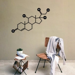 Metal Cortisol Molecule Wall Decor, Hanging Sign, Science, Chemical Reaction, Stress Hormone, Formula, Medical Wall Art, Chemistry gifts