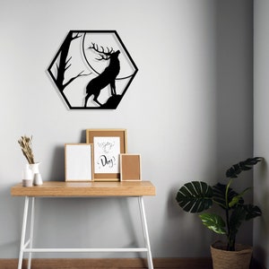 Decorazione murale geometrica in metallo con cervo, decorazione murale con cervo, arazzi, decorazioni murali con animali, decorazioni per la natura e la foresta, regalo per gli amanti della fauna selvatica