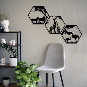 Hexagon Wandkunst, Metalllöwe Wandkunst, Löwe Wanddekor, Wandbehänge, Tiere Wandkunst, Natur und Wald Dekorationen, Geschenk für Wildtierliebhaber