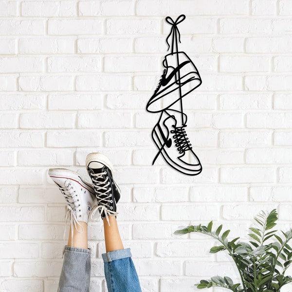 Metal Wall art Sneaker wall hanger, Home office decoration, Indoor and outdoor sign, Teen Room Decor, Gift for Teenagers and Sneaker Lovers