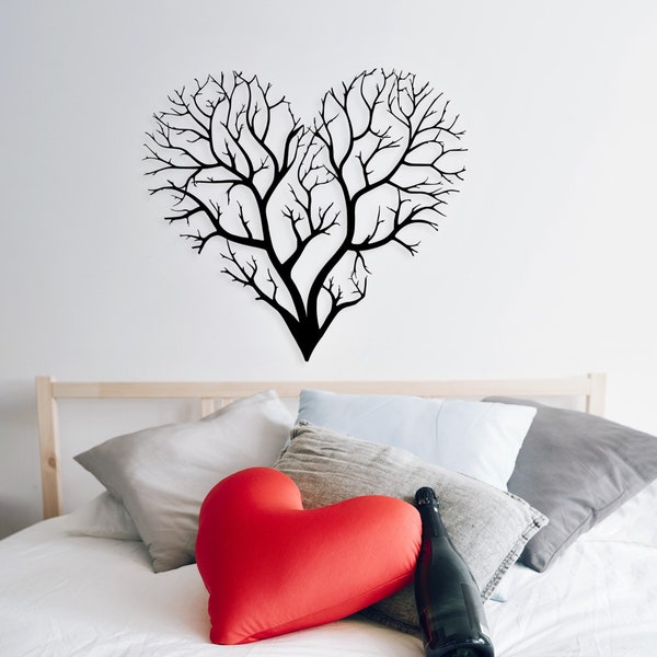 Minimalist Heart Tree Metal Wall Art  Decor for Indoor & Outdoor, Modern Home Gift, Mother's Day or Birthday Present, Gift for mom