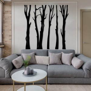 Alberi grandi in metallo, decorazioni da parete con cartello alberi, decorazioni forestali, grandi decorazioni da parete in metallo nero, regali per la casa, arazzi, decorazioni autunnali, regalo di San Valentino