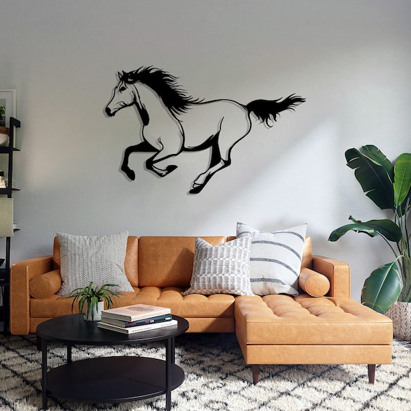 Metal Horse Wall Art, Running Horse Decor, Home Office Decoration, Horse Sign, Farmhouse Wall Hanger, Gift for Animal Lovers