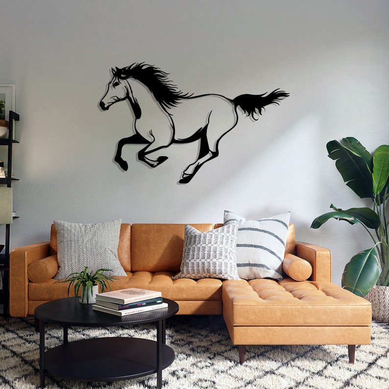Metal Horse Wall Art Running Horse Metal Decor Home Office Etsy