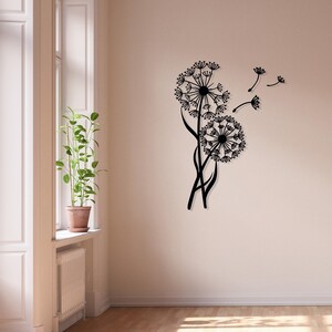 Metal Dandelion Wall Art: Floral Pusteblume with Flying Seeds image 10