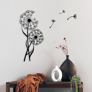 Metal Wall Art Decor Dandelion with Flying Seeds, Pusteblume Floral Decor for Indoors Outdoors, Gift for home, Flower Wall Hanger, Home gift