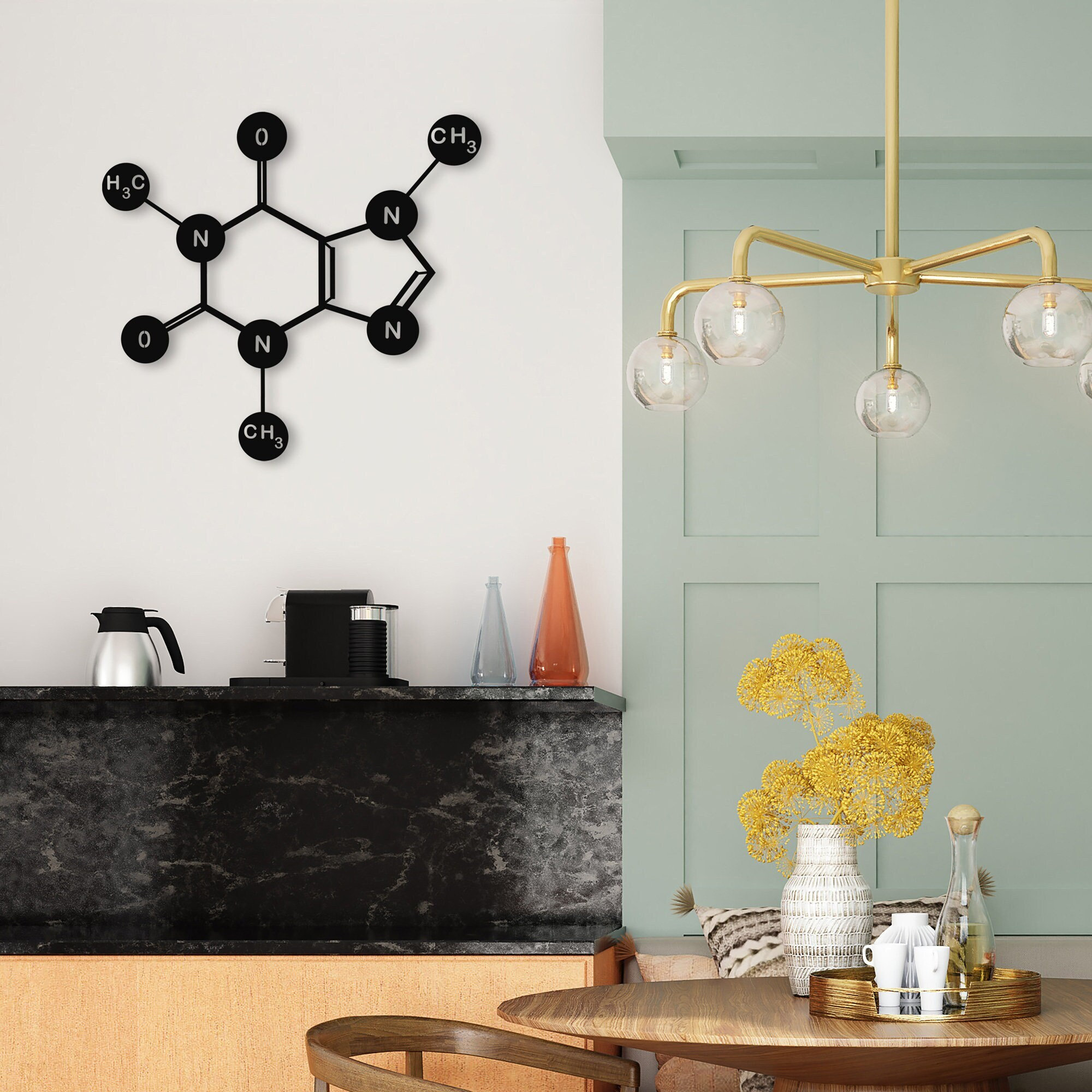 Caffeine Molecule Metal Wall Art: Chemistry Decor for Coffee Lovers - Etsy