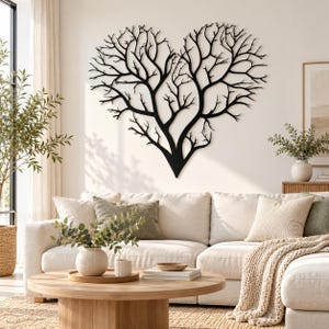 Heart Tree Metal Wall Art, Nature-Inspired Love Sculpture, Modern Minimalist Decor