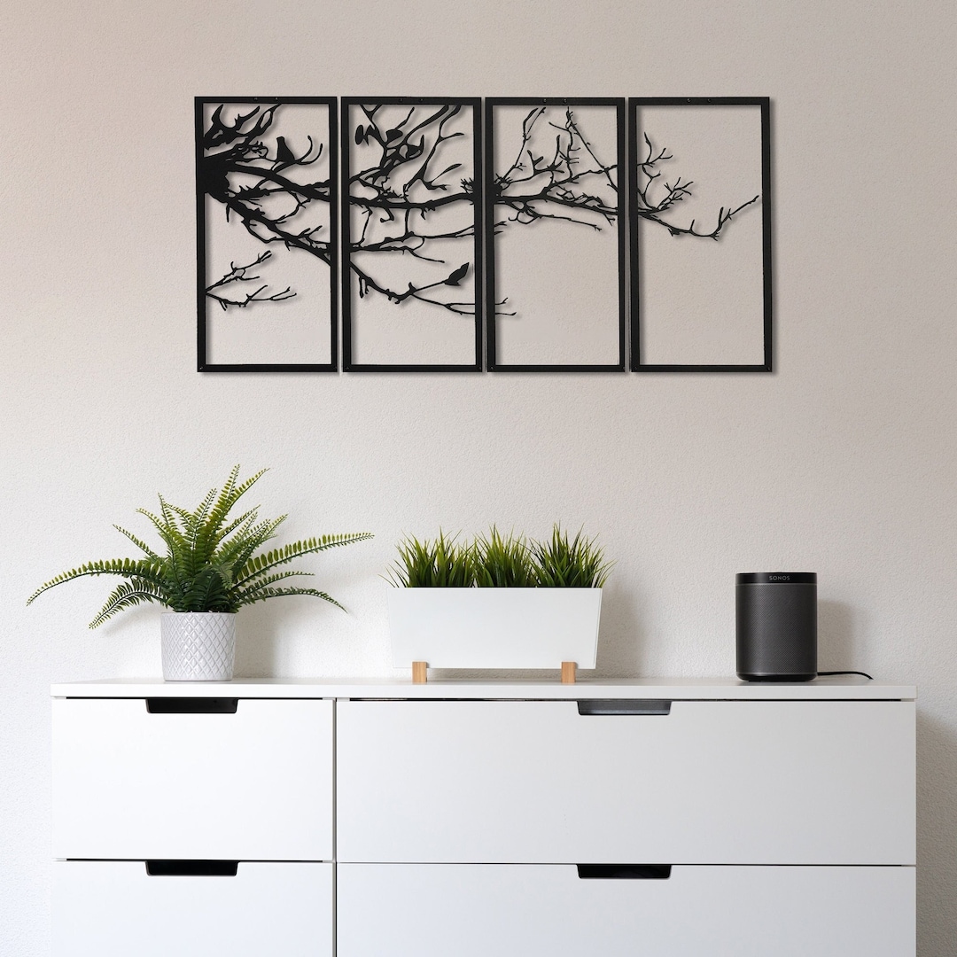 Tree of Life 4 Panels, Metal Tree Wall Art, Tree Sign, Metal Wall Decor