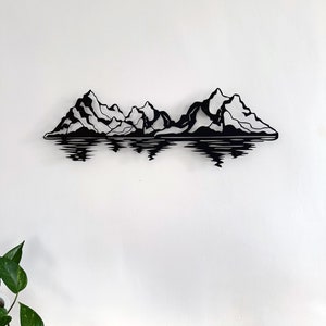 Berge und See Wanddekor, Landschaft Berge Wandkunst, Metall Natur Wand Deco, Dekoration, Wildtiere, Berge Dekor, Wandbehang