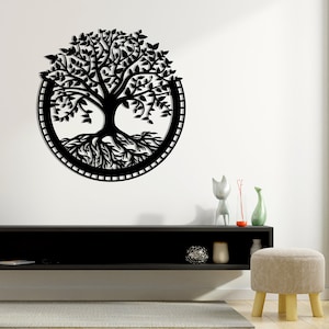 Metal Tree of Life Wall Art: Abstract Family Tree Home Decor