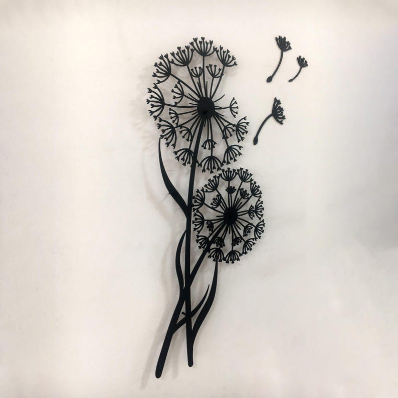 Metal Dandelion Wall Art: Floral Pusteblume with Flying Seeds image 16