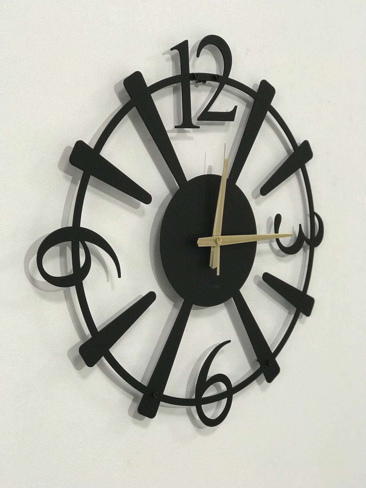 Black Metal Large Wall Clock Wanduhr Horloge Housewarming Etsy