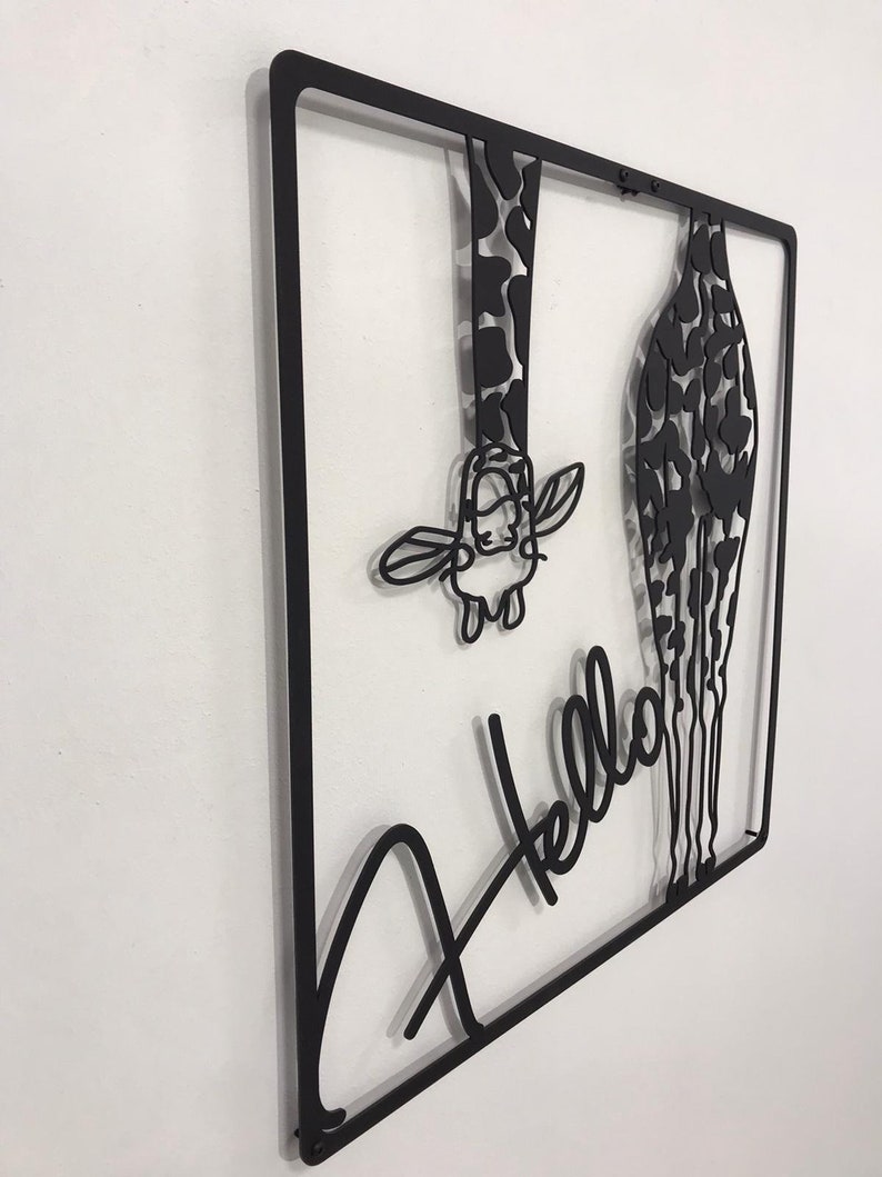 Giraffe Black Metal Wall Decor Animal Wall Decor Wall Art Etsy