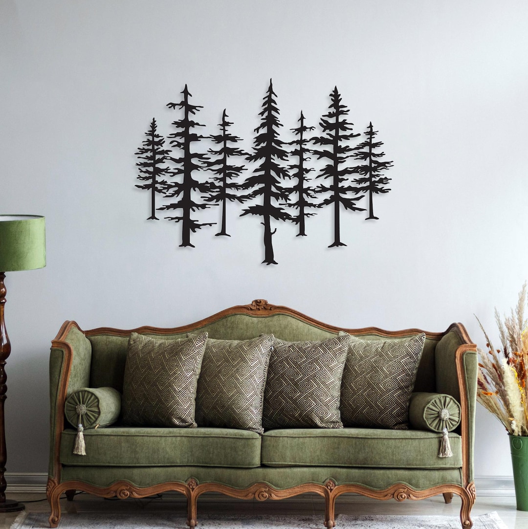 Metal Pine Tree Forest Wall Art, Nature Landscape Decor - Etsy