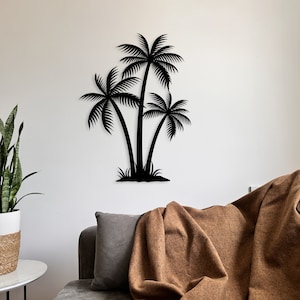 Metal Palm Tree Wall Art: Indoor Outdoor Tropical Decor