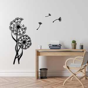 Metal Dandelion Wall Art: Floral Pusteblume with Flying Seeds image 3