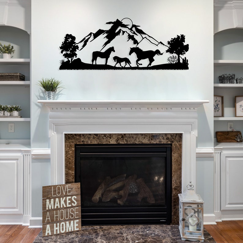 Horse Family Metal Wall Art Wild Forest Wall Decor Animals Etsy