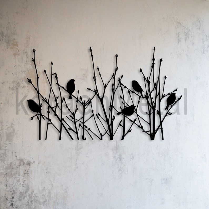 Tree Metal Wall Art, Birds Metal Wall Decor, Birds perched on bushes, Indoor Outdoor Garden Sign, Gift for bird lovers, Home gifts