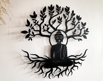 Buddha Metal Wall Art: Hindu Om Decor, Yoga Meditation Sign