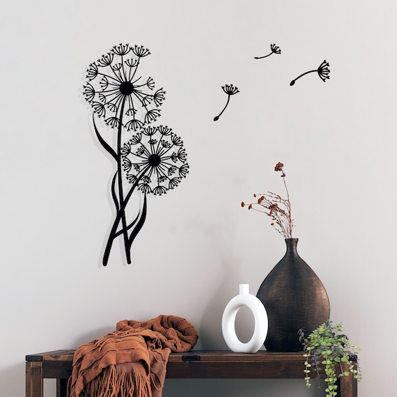 Metal Dandelion Wall Art: Flying Seeds Design, Indoor Outdoor Decor