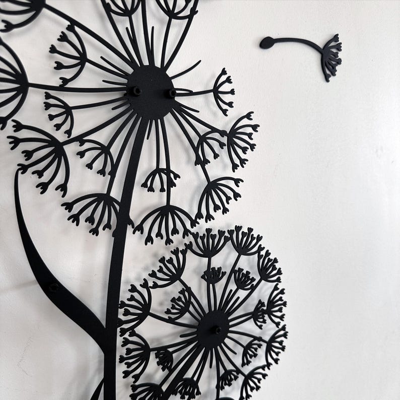 Metal Dandelion Wall Art: Floral Pusteblume with Flying Seeds image 13