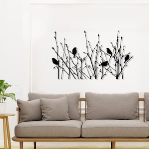 Tree Metal Wall Art, Birds Metal Wall Decor, Birds perched on bushes, Indoor Outdoor Garden Sign, Gift for bird lovers, Home gifts