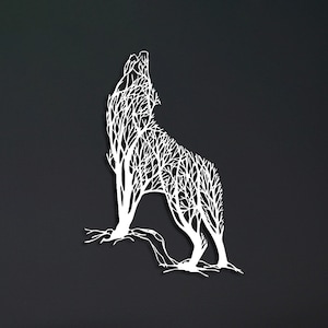 Tree of Life Wolf Metal Wall Art: Indoor Outdoor Decor