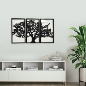 Tree of Life 3 Panels, Metal Tree Wall Art, Tree Sign, Metal Wall Decor, 3 Pieces Wall Hangings, Metal Wall Art, Home Decoration
