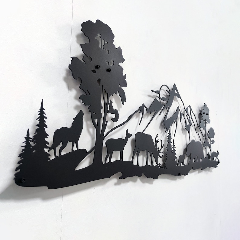 Metal Wall Art Animals Wild Forest Wall Decor Bears Deer Etsy