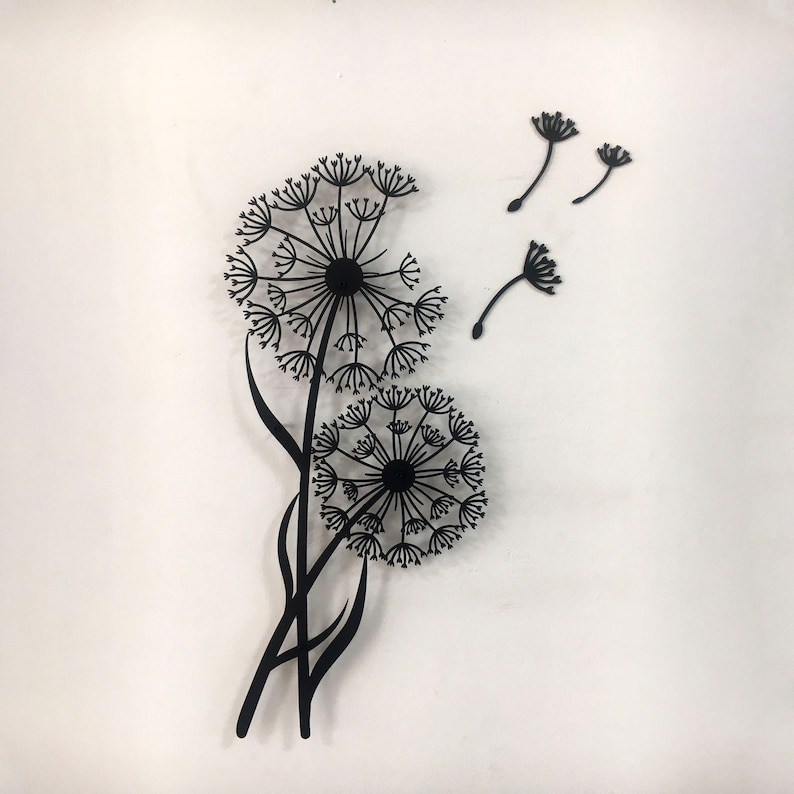 Metal Dandelion Wall Art: Floral Pusteblume with Flying Seeds image 15