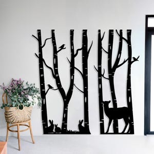Foresta Fauna Vita Naturale Alberi e Animali Decorazione da Parete in Metallo, Alberi Arte da Parete, Decorazione da Parete in Metallo Foresta, Decorazione per la Casa, Arazzi
