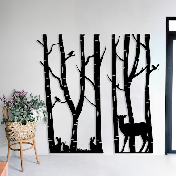 Metal Forest Wall Decor: Wildlife Scene, Trees & Animals