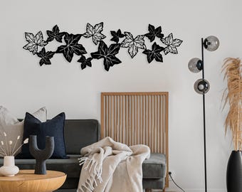 Large Metal Ivy Leaf Wall Art: Modern Living Room Decor