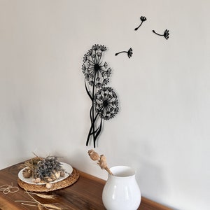 Metal Wall Art Decor Dandelion with Flying Seeds, Pusteblume Floral Decor for Indoors Outdoors, Gift for home, Flower Wall Hanger, Home gift