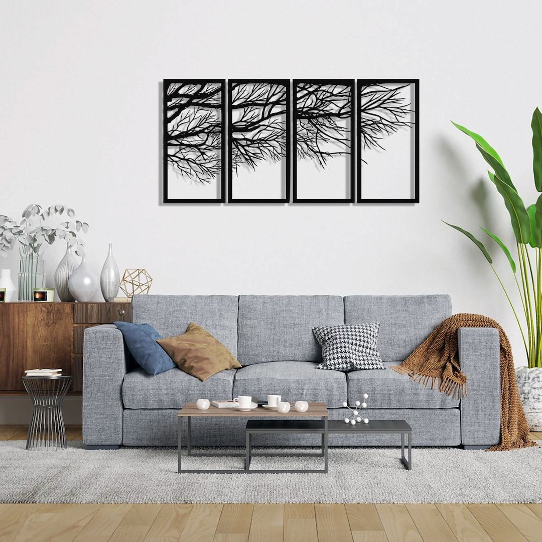 Tree of Life 4 Panels Metal Tree Wall Art Tree Sign Metal - Etsy