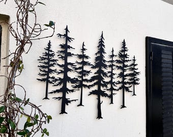 Pine Tree Metal Wall Art: Forest Silhouette Decor
