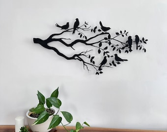 Birds on Branch Metal Wall Art, Modern Home Decor