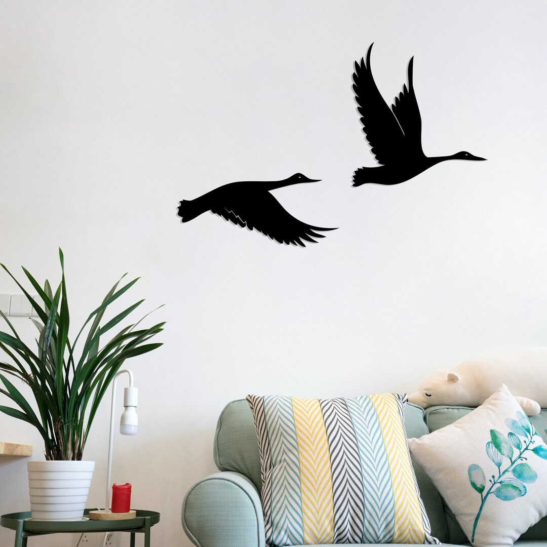 Flying Ducks Metal Wall Decor, Black Metal Animal Wall Decor, Metal Art