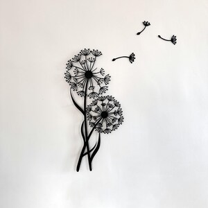 Metal Dandelion Wall Art: Floral Pusteblume with Flying Seeds image 14