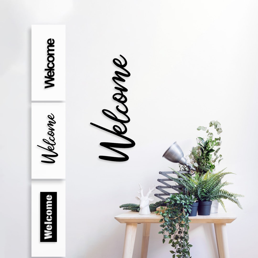 Vertical Welcome Metal Wall Decor, Welcome Sign, Entryway Decor, Front