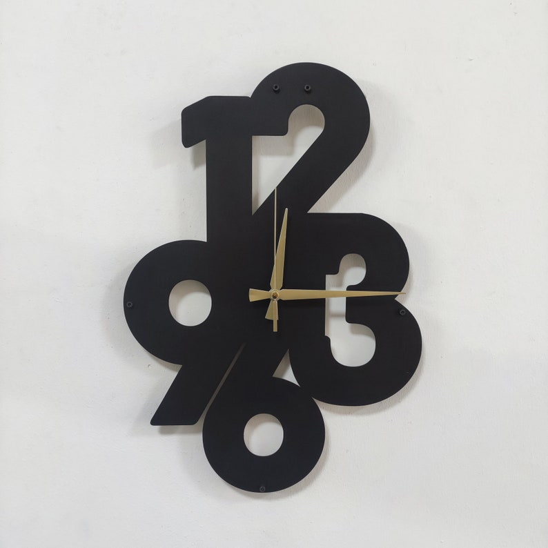 Black Metal Wall Clock, Special Different gift , Wanduhr aus Metall, l'orologio da parete, l'horloge murale, Large Metal Wall Clock image 3