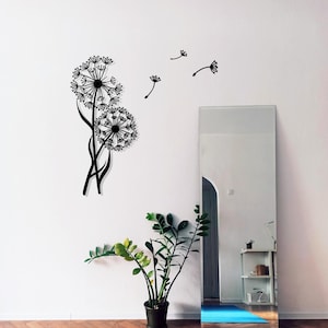 Metal Dandelion Wall Art: Floral Pusteblume with Flying Seeds image 11