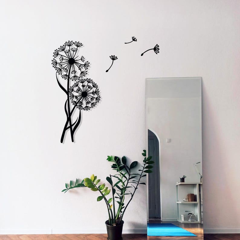 Metal Dandelion Wall Art: Floral Pusteblume with Flying Seeds image 11