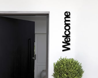 Vertical Metal Welcome Sign: Entryway Wall Decor