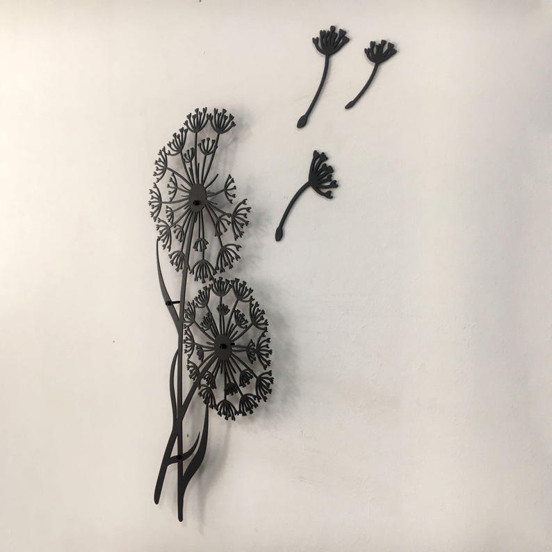 Metal Dandelion Wall Art: Floral Pusteblume with Flying Seeds image 17