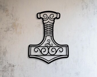 Mjolnir Metal Wall Art: Thor's Hammer Decor for Viking Fans