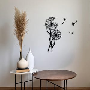 Metal Dandelion Wall Art: Floral Pusteblume with Flying Seeds image 9
